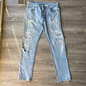 Vintage 90s Levi’s 501 Jeans Made In USA Distressed Button Fly Reworked